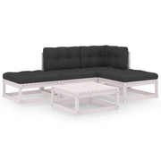Set Divani da Giardino 5 pz | Set Salotto da Giardino con Cuscini Legno Massello Pino