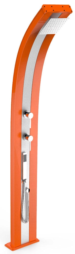 Doccia Solare da Esterno Giardino 40L Miscelatore e Doccetta Mobile Arkema Dada Fascia Inox Arancio