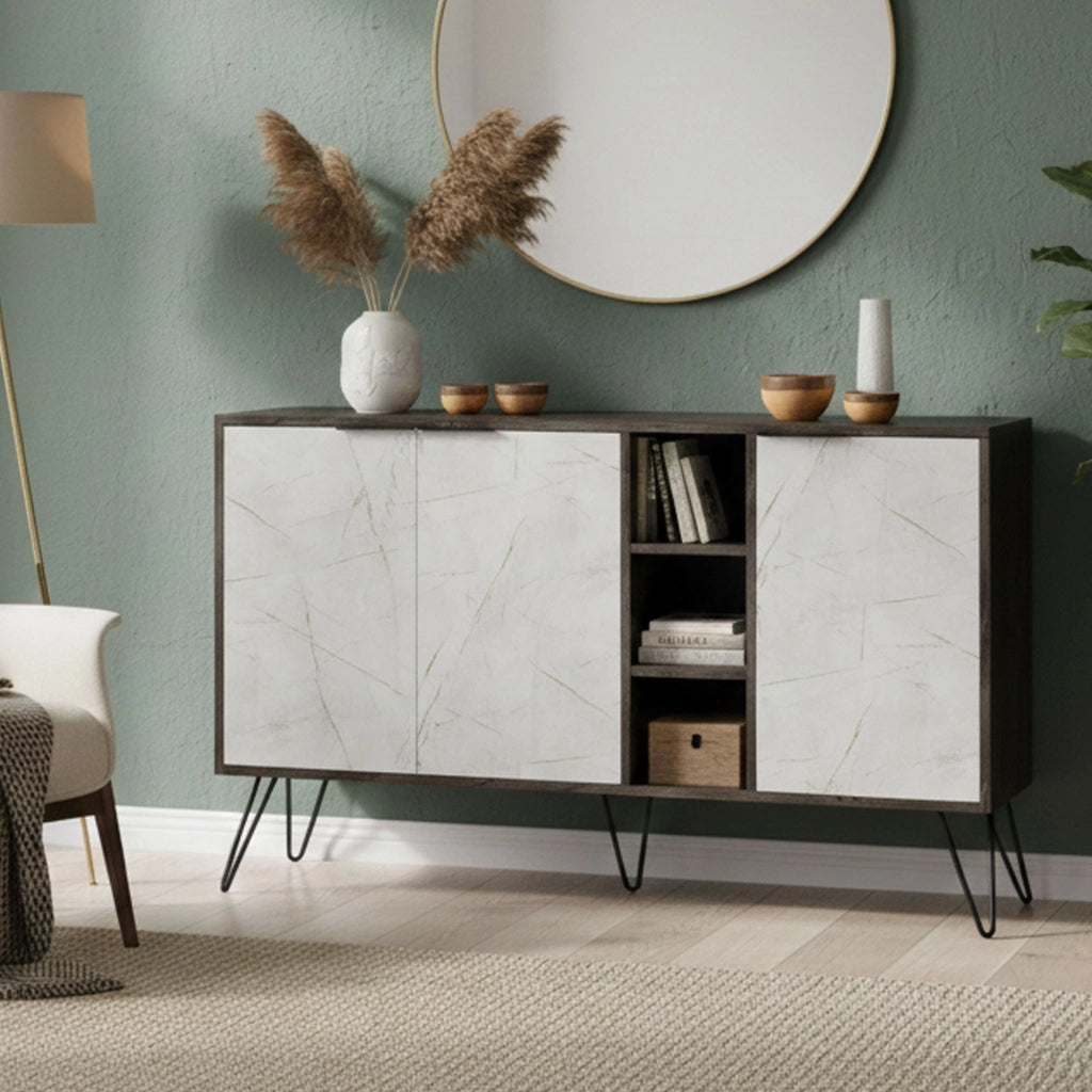 Madia Arlene, Credenza 4 Ripiani, 142x36x83h cm Beige
