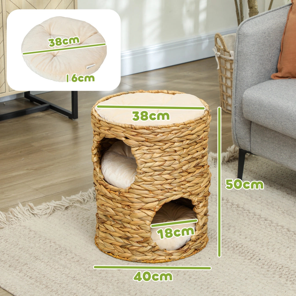 Tiragraffi a Torre con 2 Cucce e Cuscino ¨C Xylo ¨C Giacinto d'Acqua Marrone Chiaro 50cm