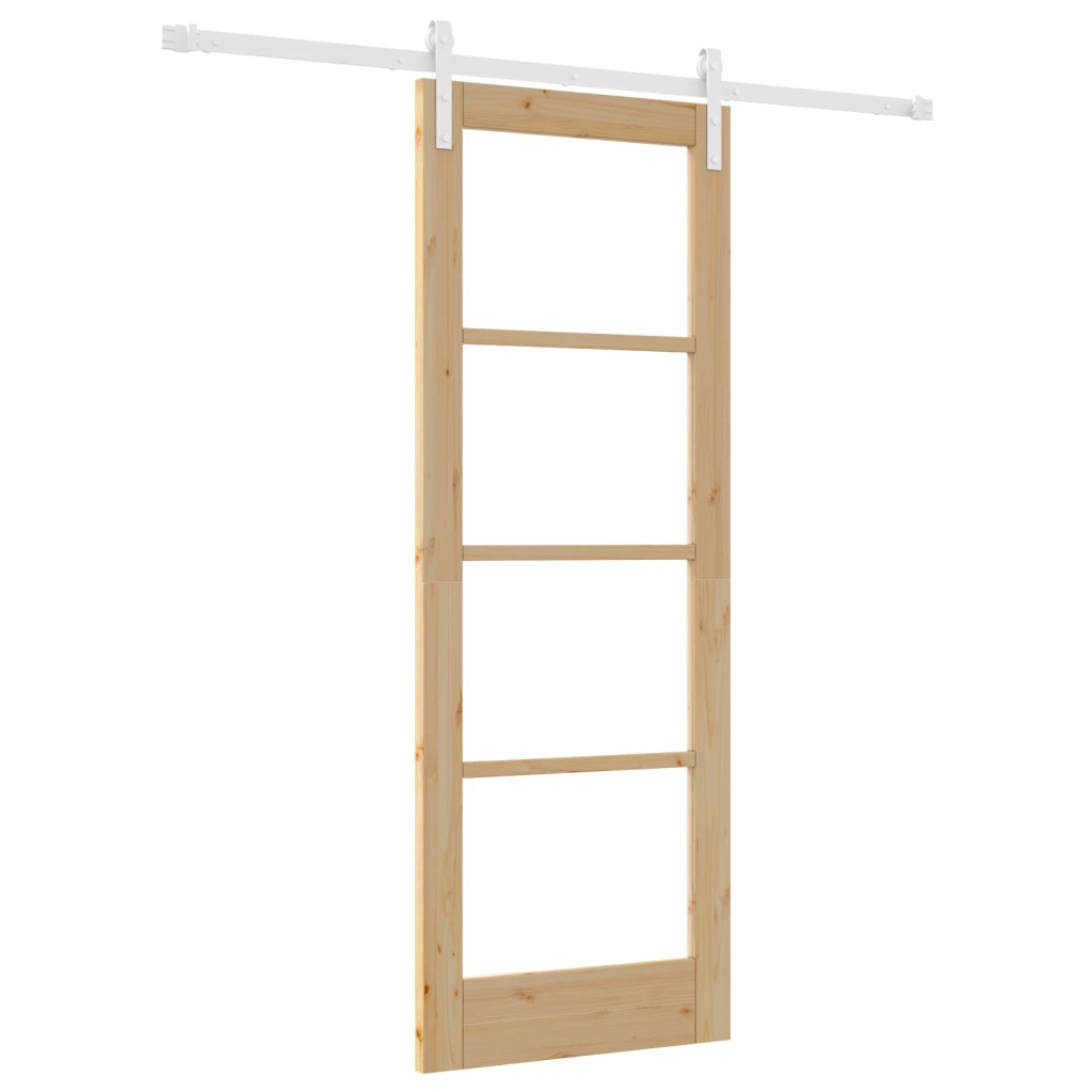 Porta Scorrevole con Set di Ferramenta 'ORKDAL'Legno Massello e Vetro