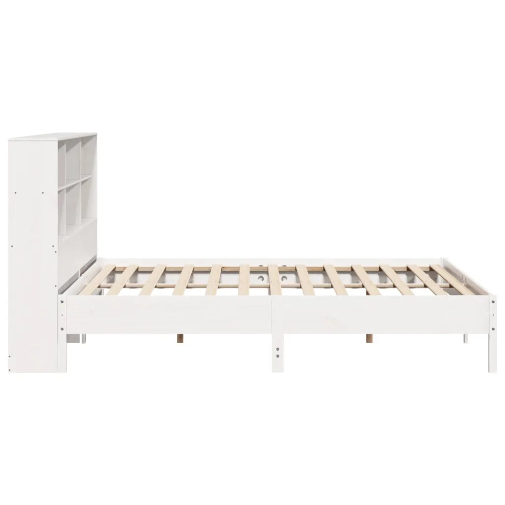 Letto matrimoniale | Letto per adulti | Giroletto con Libreria senza Materasso 180x200 cm in Legno Pino