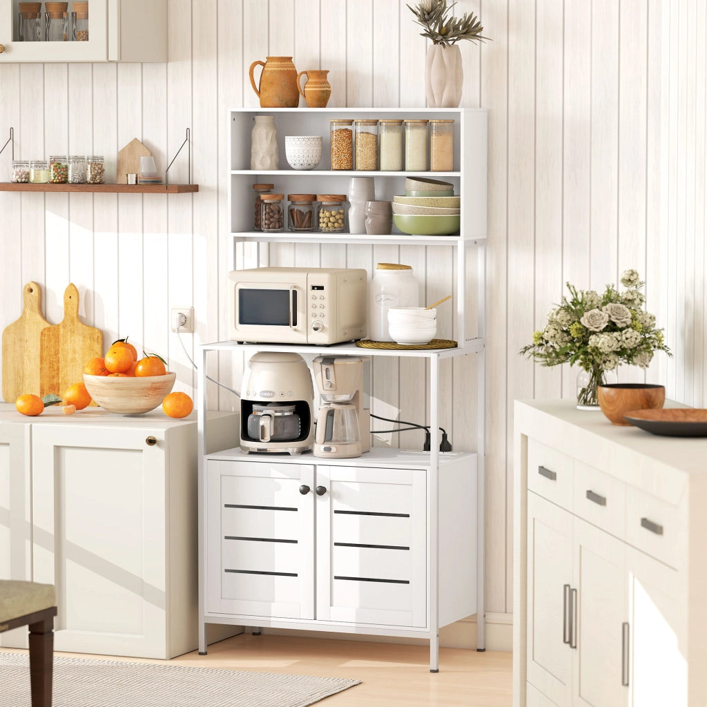 Armadio Dispensa con Ripiani e Ante ¨C Zephmum ¨C Bianco, Legno e Acciaio, 80x42x171