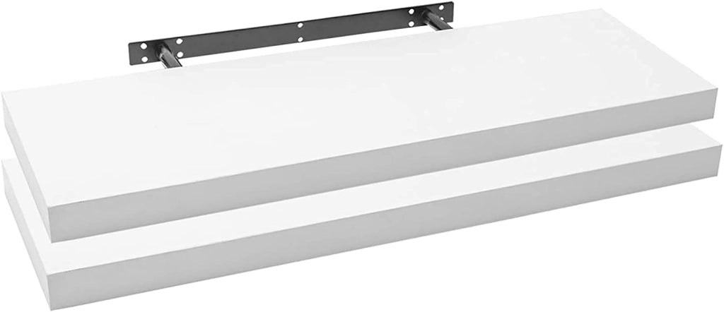 Mensola da Parete, Mensola da Muro, Legno MDF, Nera, Set di 2, per Cucina, Bagno, Soggiorno, ECC RG9317sz-2