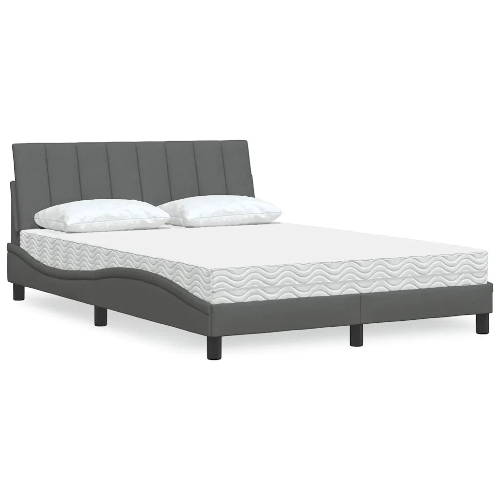 Letto con Materasso Hanko Grigio Scuro 140x190 cm Tessuto