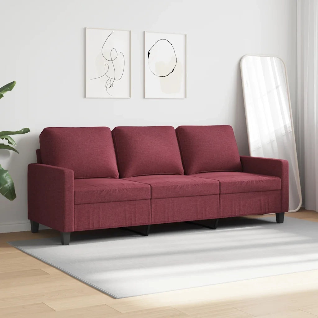Divano a 3 Posti Rosso Vino 180 cm in Tessuto 359177