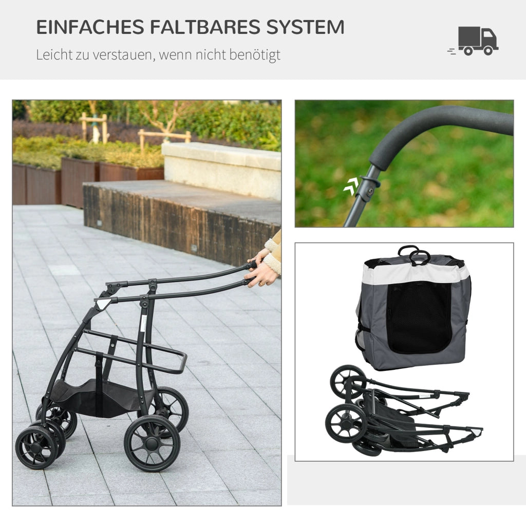 Carrello per animali domestici ¨C Minimal ¨C 81x58x97,5 cm, nero grigio bianco