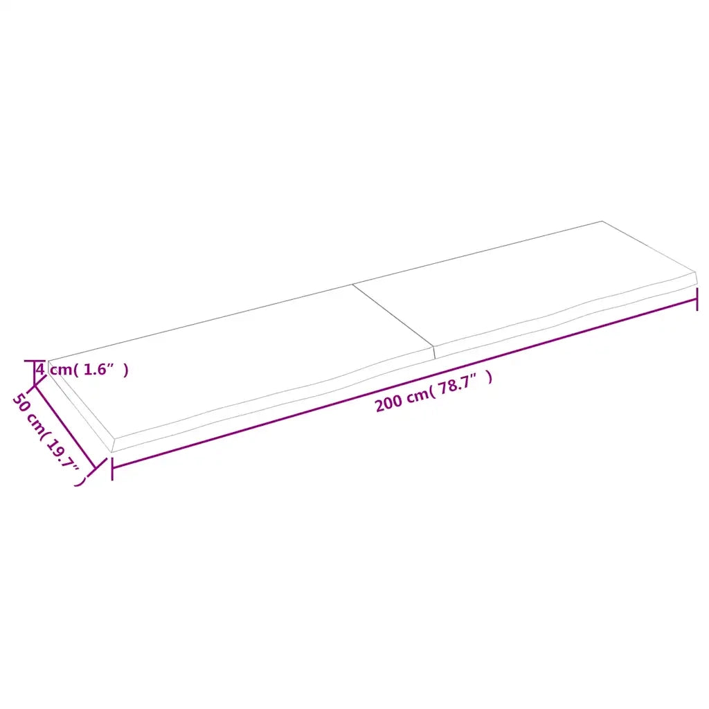 Piano Tavolo Marrone 200x50x(2-4) cm Massello Rovere Trattato 3156397