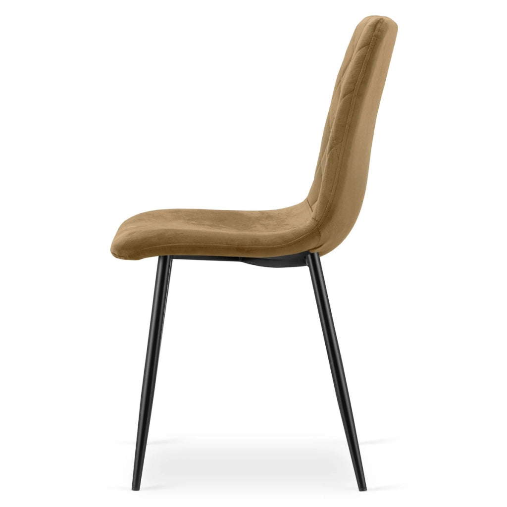 Set di 2 sedie Turin in velluto marrone con gambe nere