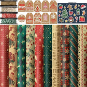 Set di decorazioni per regali con 10 rotoli di carta per regali e 10 etichette per un'imperdibile confezione di regalo