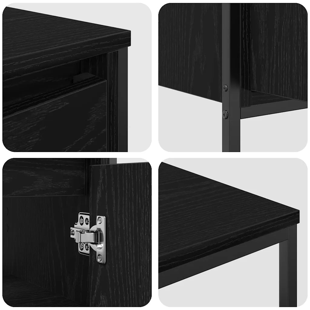 Set di mobili per il bagno 3 pcs Rovere Nero Legno multistrato 3328394