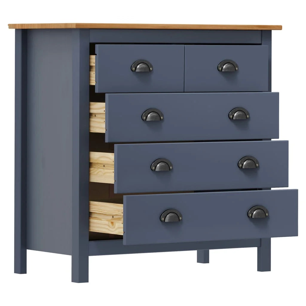 Credenza cassettiera cassettiera mobile contenitore organizer cucina soggiorno Hill 79 x 40 x 80 cm legno massello di pino grigio 02_0035675