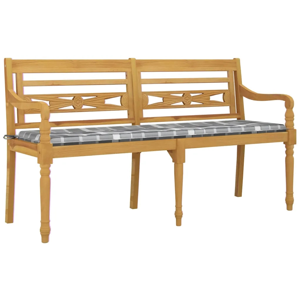 Panchina Batavia con Cuscino Motivo Grigio 150 cm Massello Teakcod mxl 121477