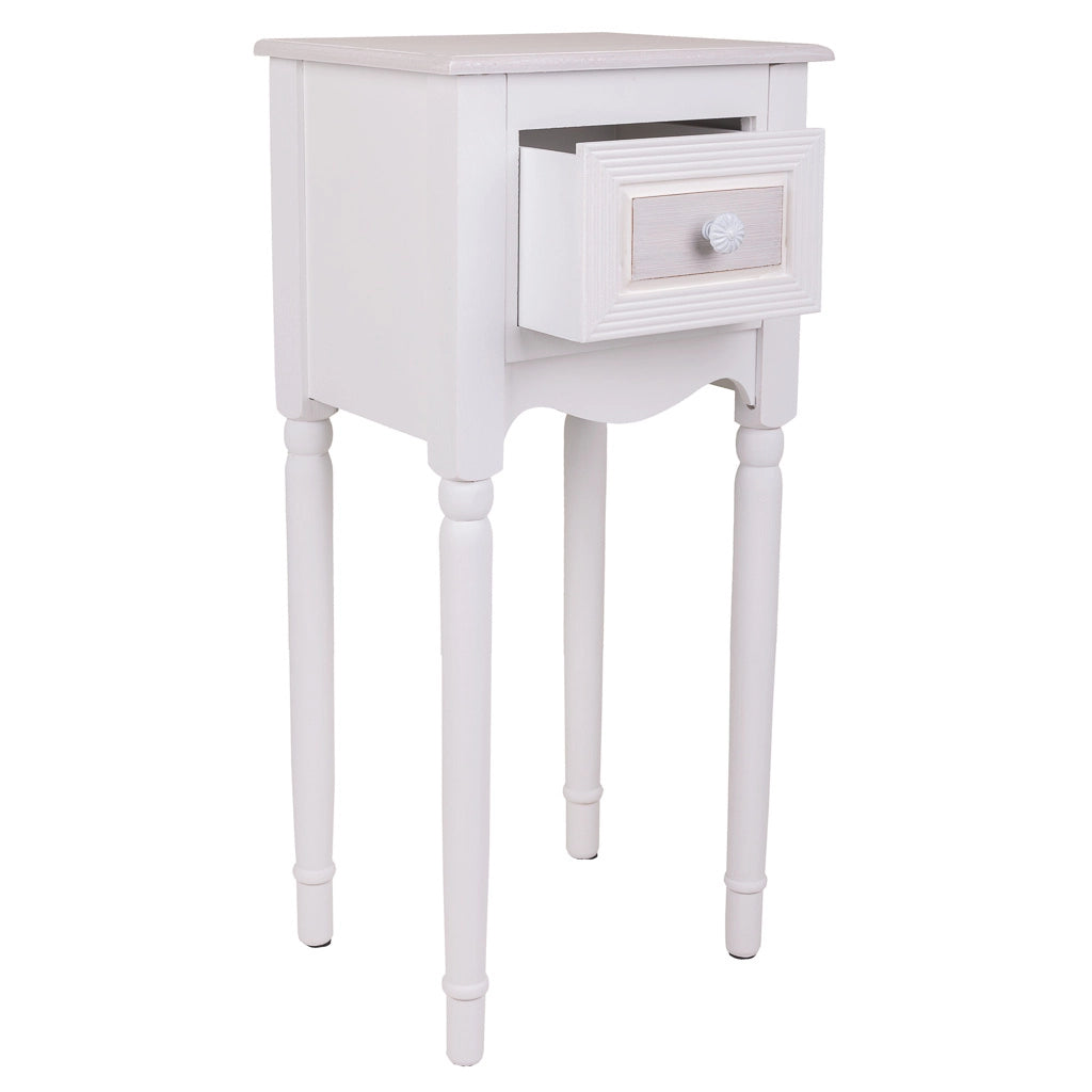 Tavolino porta telefono in legno bianco 33x26,5x72,5 h