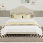 Letto imbottito con testiera ¨C Minimal ¨C beige velluto 140x200 cm