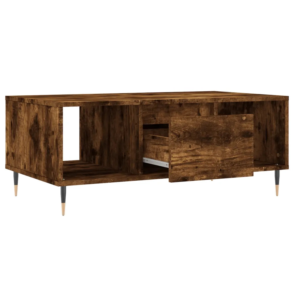 Tavolino da Salotto-Tavolino da soggiorno-Tavolo Rovere Fumo 90x50x36,5 cm Legno Multistrato 398219