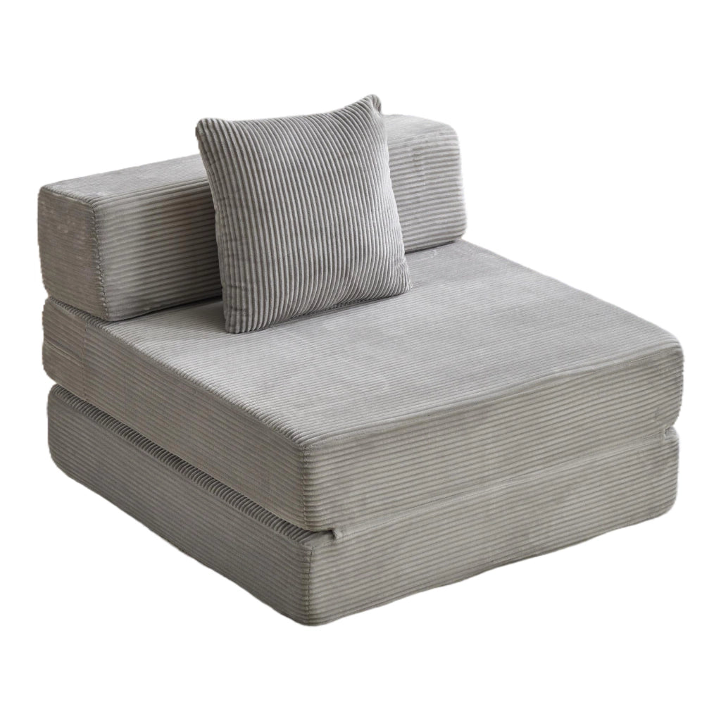 DIVANO LETTO Pieghevole in velluto a coste Grigio chiaro