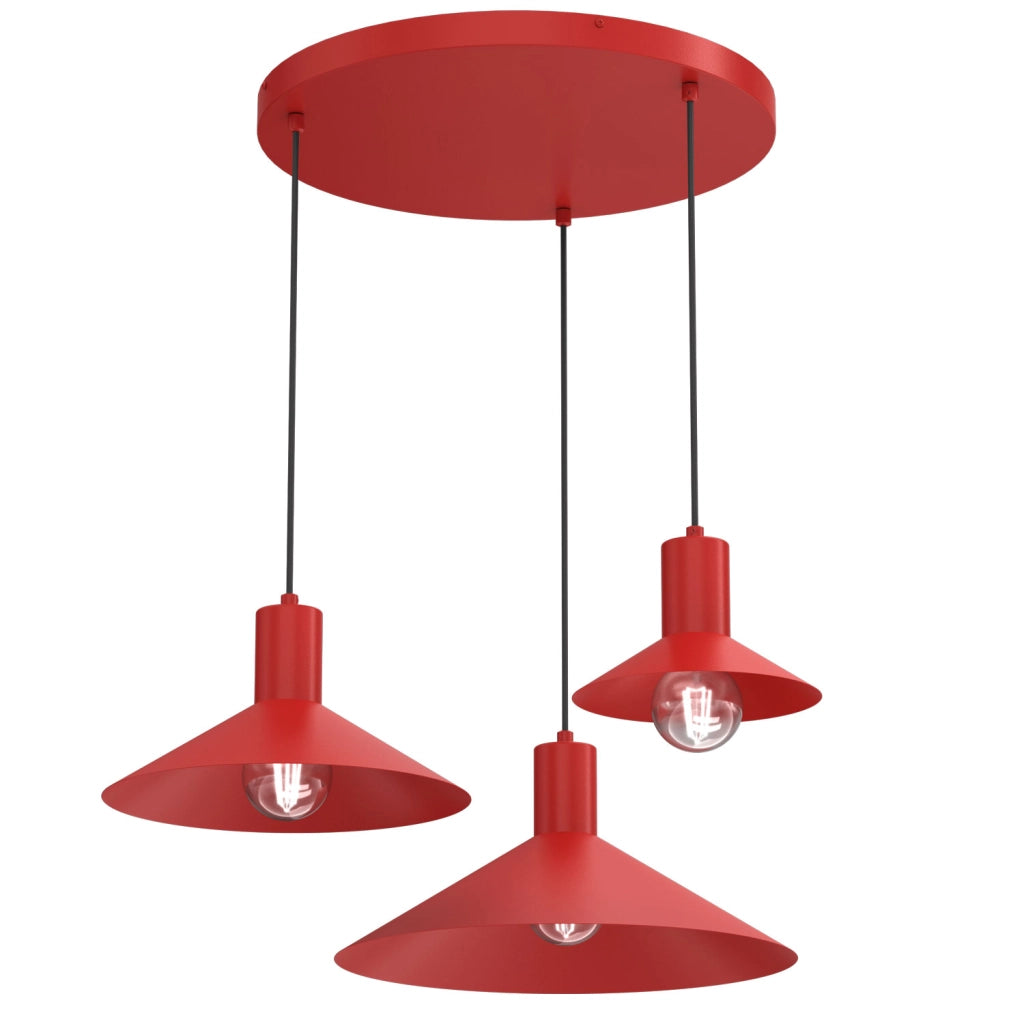 Lampada sospesa Nox 3xE27 rossa in metallo Luminex