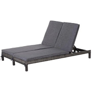 LETTINO PRENDISOLE A 2 POSTI E RATTAN CON MATERASSINO 195 X 120 X 28 CM GRIGIO