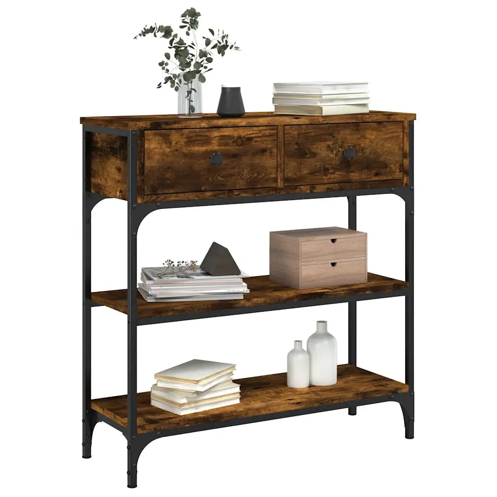 Tavolino Consolle-Tavolino da soggiorno-Tavolo Rovere Fumo 72,5x25x75cm in Legno Multistrato