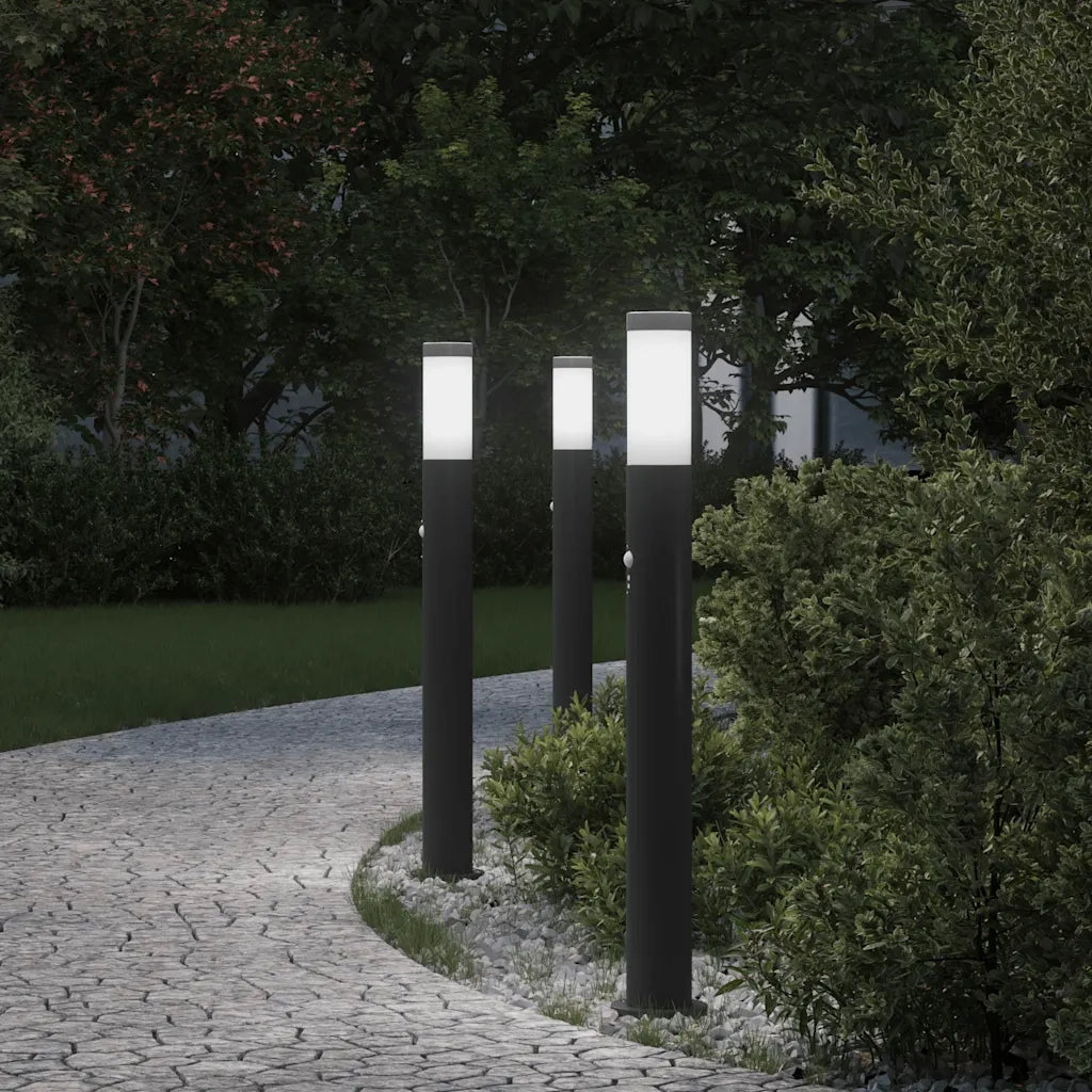 Lampioni a dissuasore con sensore 3 pz 80 cm Acciaio Inox IP44 4006032