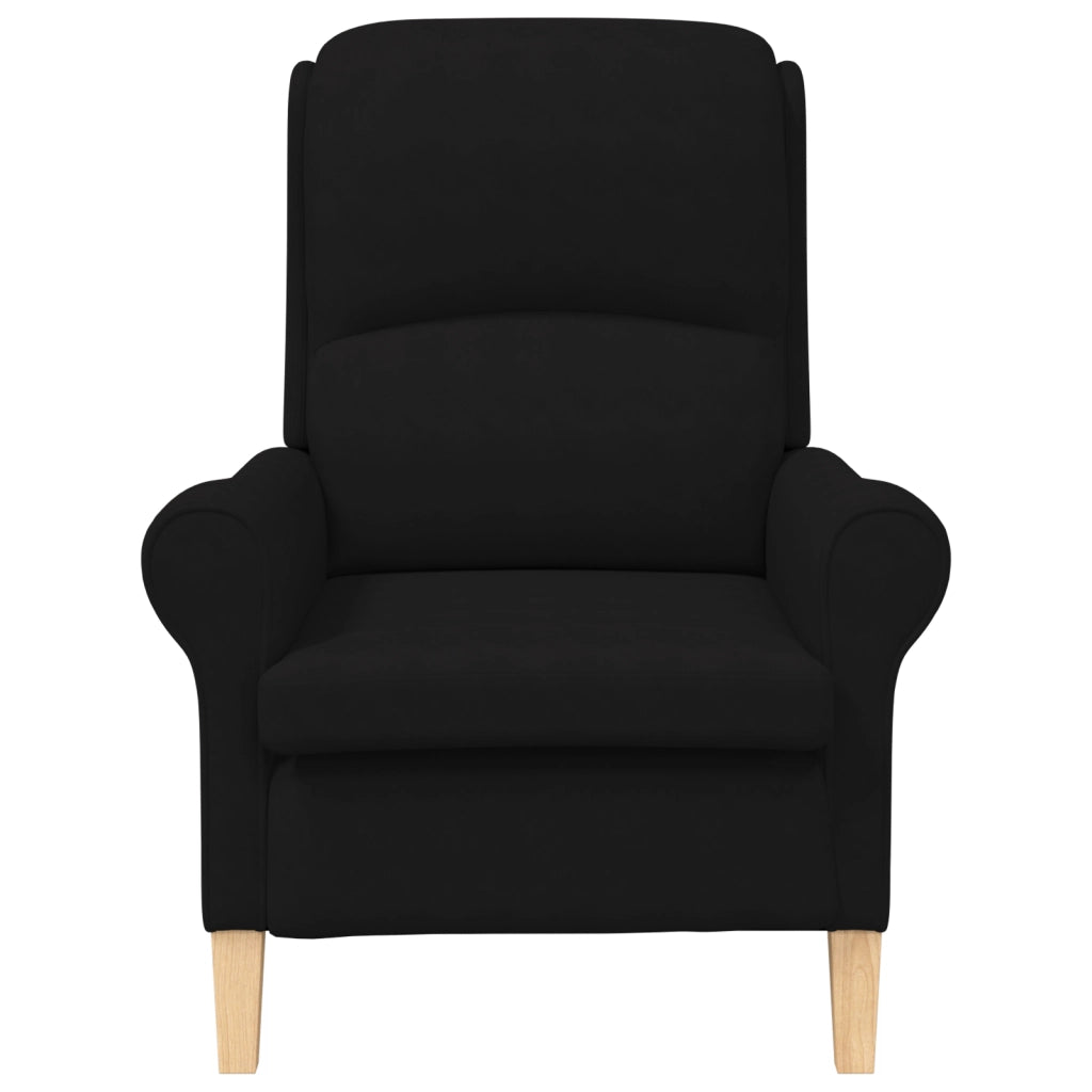 Poltrona Nera Nera Rivestimento in tessuto con gambe in legno