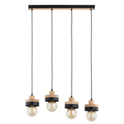 Lampada sospesa scandinava nera legno 4xE27 Larso Alfa