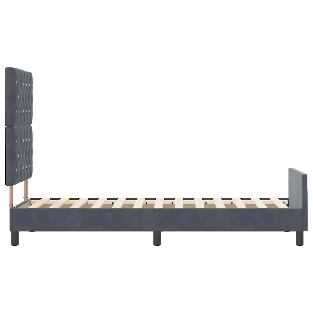 Letto a molle con testiera-Rete con Testiera Grigio scuro 80 x 200 cm Velluto