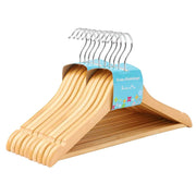 Set di 10 appendiabiti per bambini in legno massello con barra antiscivolo tacche e gancio girevole 35 x 12 x 20 cm colore legno 12_0003388