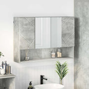 Mobiletto per specchio con porta-Armadietto a Specchio da Bagno Grigio cemento 80 x 17 x 55 cm