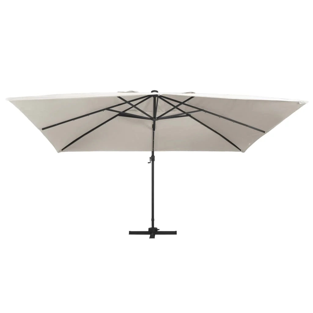 Ombrellone a braccio con luci LED alluminio 400 x 300 cm colore sabbia 02_0008451