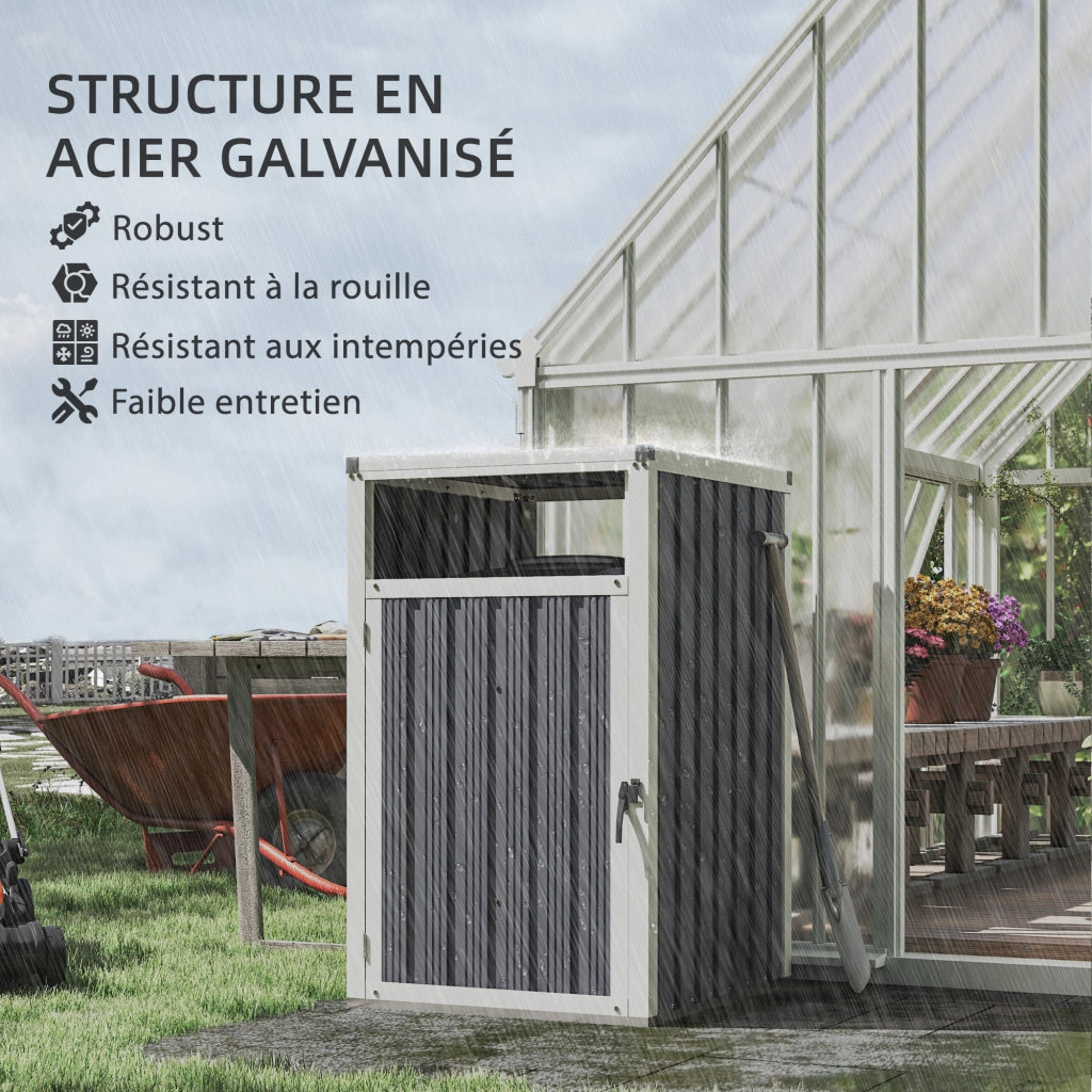Cestino Esterno per 1 Pattumiera 240L ¨C Zephmum ¨C Grigio Scuro Acciaio Galvanizzato 73x81x122 cm