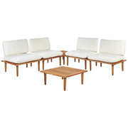 Set Divani Da Giardino Cuscini Bianco Sporco In Legno Massello Di Acacia Set Conversazione Da Esterno Moderno A 2 Posti Poltrone Con Tavolino