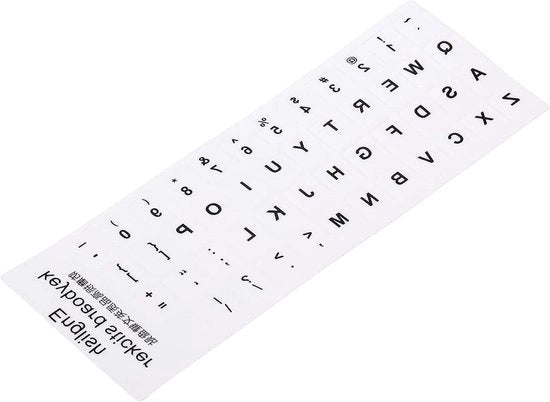 Set di Stickers per Tastiera da 2 - Sostituzione Tastiera - Bianco con Lettere Nere - Universale per Notebook e Desktop