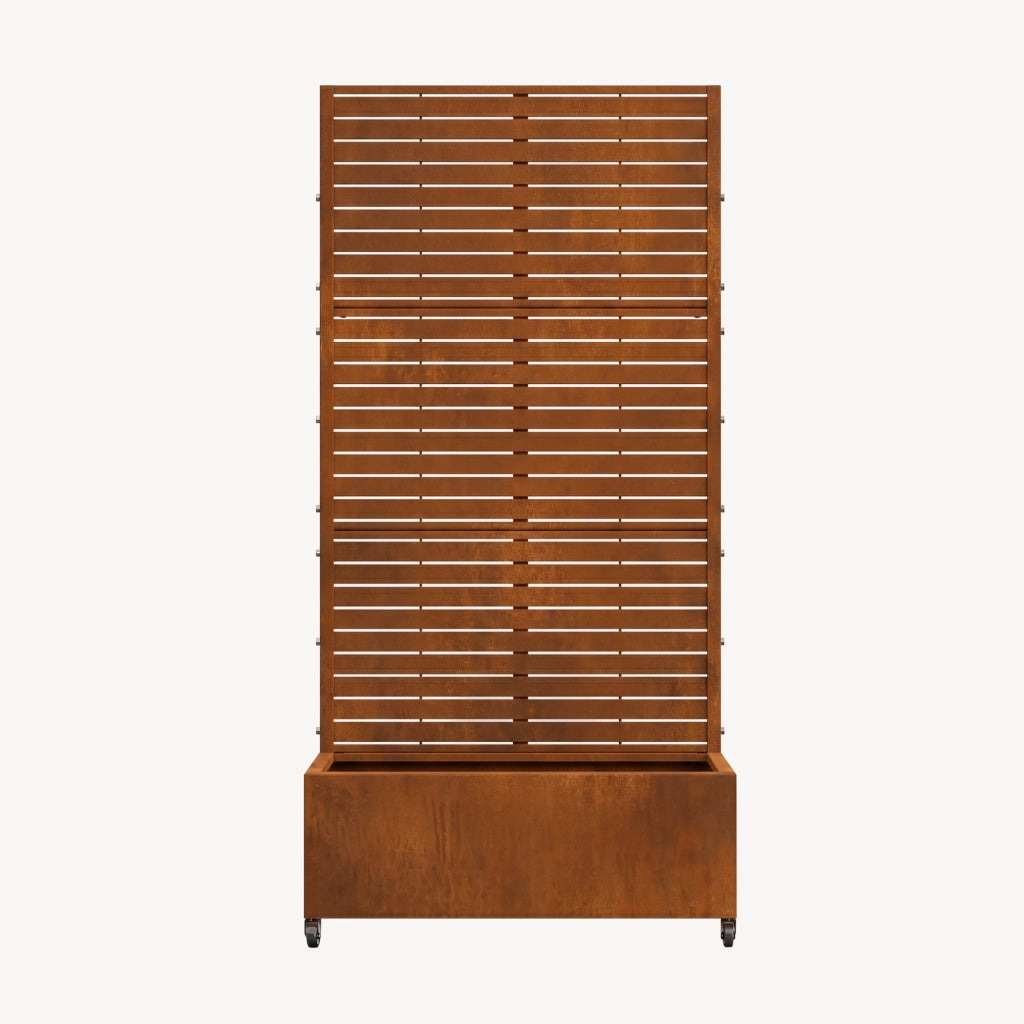 Fioriera con Spalliera Nodepp in Acciaio Corten 190 x 82 x 38 cm - Marrone Ossidato casa.pro