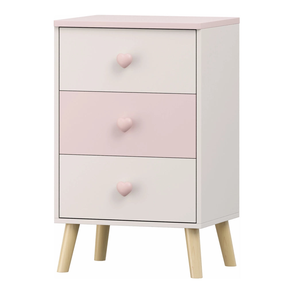 Cassettiera Sandnes per Cameretta Bambini 62 x 38 x 30 cm Bianco / Rosa  [en.casa]