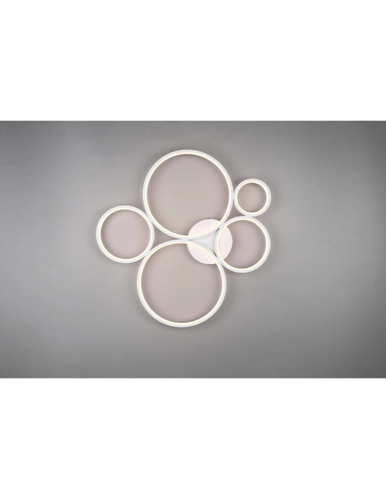 Plafoniera Rondo 5 Cerchi Led Dimmerabile Bianco L59 cm Trio Lighting