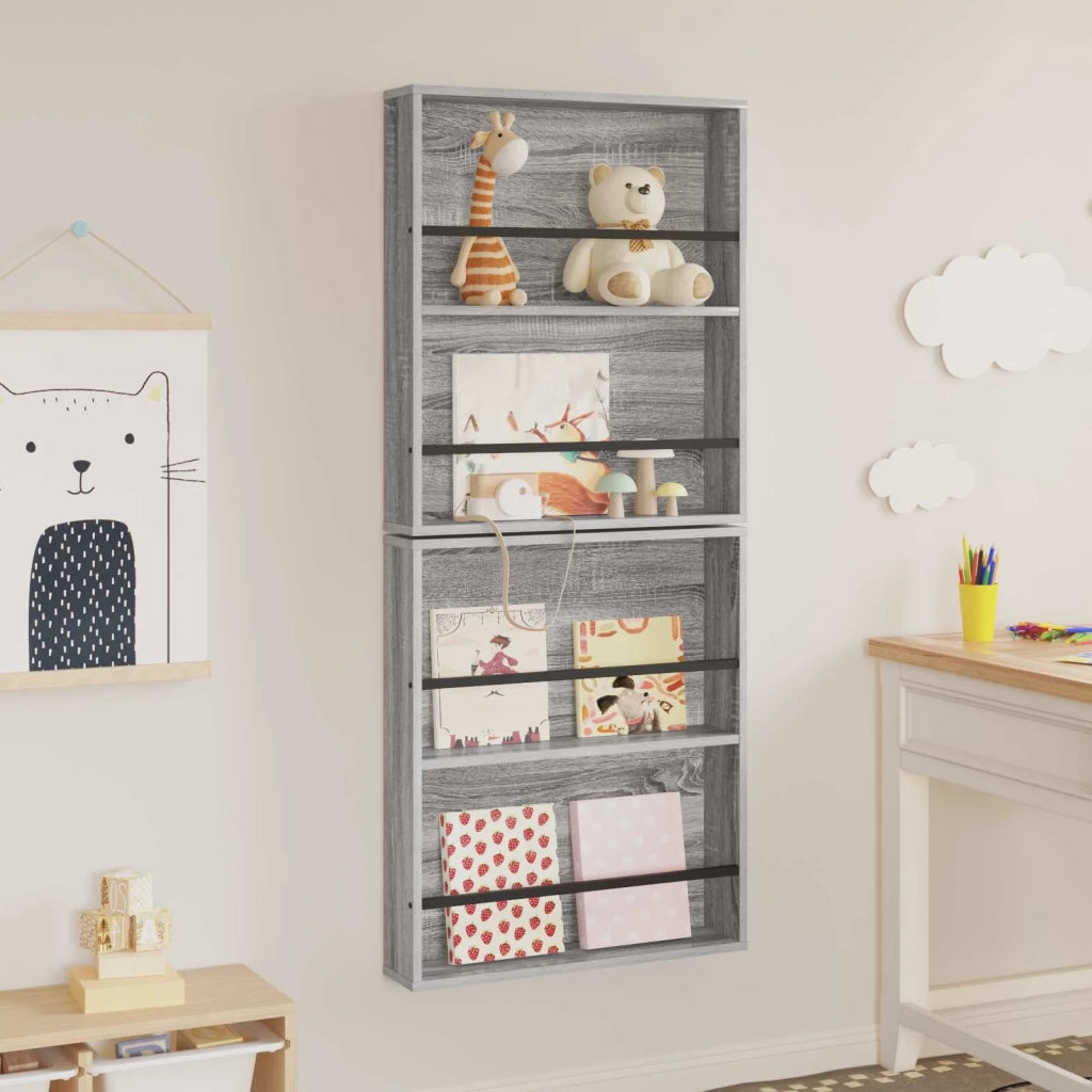 Scaffale per riviste 2 pcs Grigio Sonoma 60 x 12 x 70 cm
