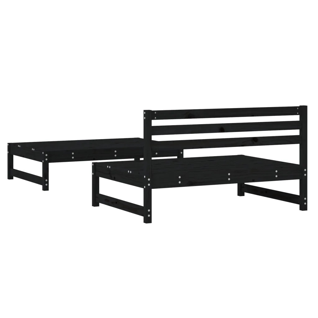 Salotto da Giardino-Set Salotto da Giardino 2 pz Nero in Legno Massello di Pino