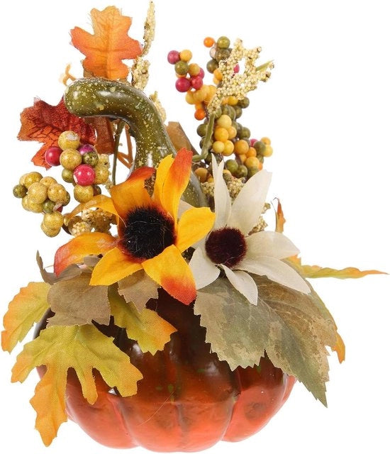 Decorazioni di Natale Artificiale per Tavolo Ornamenti per Halloween Ringraziamento Autunno - Fior di Zucchina Verde Curvo Melone