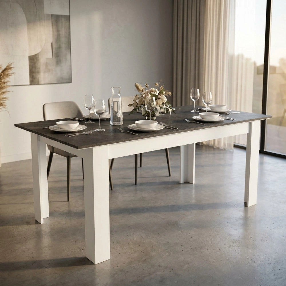 TAVOLO GEMMA BIANCO E GRIGIO SCURO EFFETTO CEMENTO