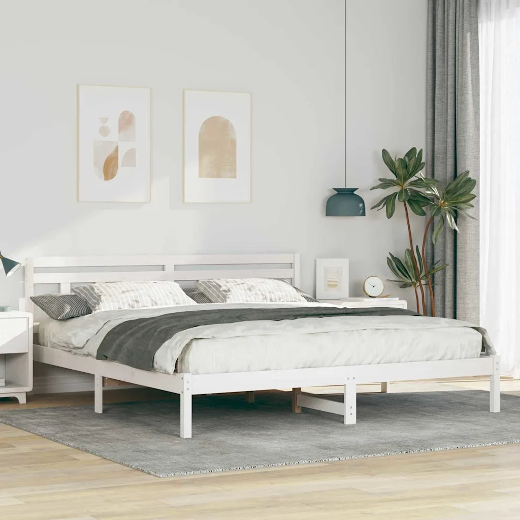Struttura del letto Bianco 200 x 200 cm Pino massello 872360