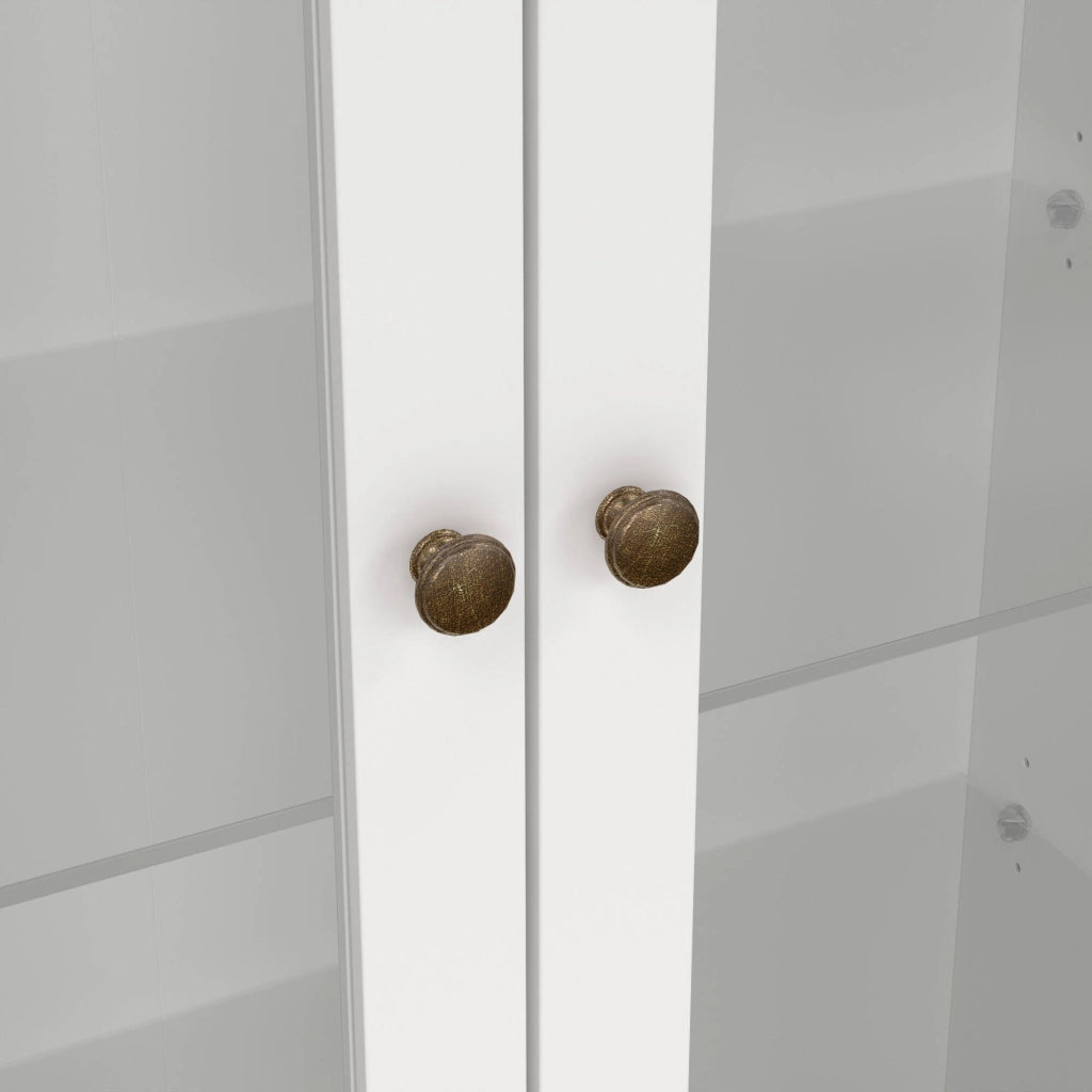 Vetrina Honore, Credenza espositiva, Vetrinetta multiuso, Madia da soggiorno, 96x42 h201 cm, Bianco
