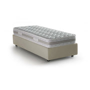 Letto singolo Avova, Letto contenitore con rivestimento in tessuto, Made in Italy, Apertura frontale, con materasso cm 80x200 incluso, Beige