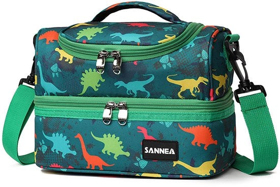 Borsa termica per bambini, 7L, con cinturino regolabile, borsa pranzo, borsa pranzo, borsa pranzo con cinturino regolabile, borsa trilayer isolata con chiusura a raccordo (verde)