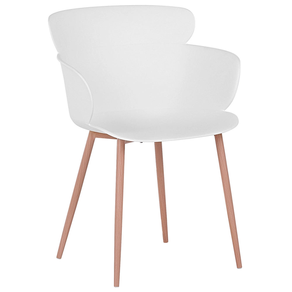 Set di 2 sedie da pranzo bianche in materiale sintetico gambe in metallo schienale ergonomico moderno soggiorno