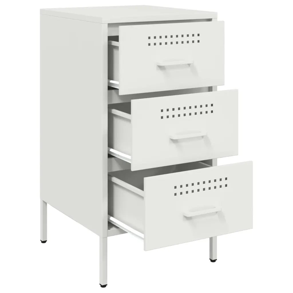 Set di 2 Comodini | Armadio da Notte | Mobiletto da notte Bianchi 36x39x68 cm in Acciaio