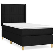 Letto singolo | Letto per adulti | Giroletto a Molle con Materasso Nero 80x200 cm inTessuto