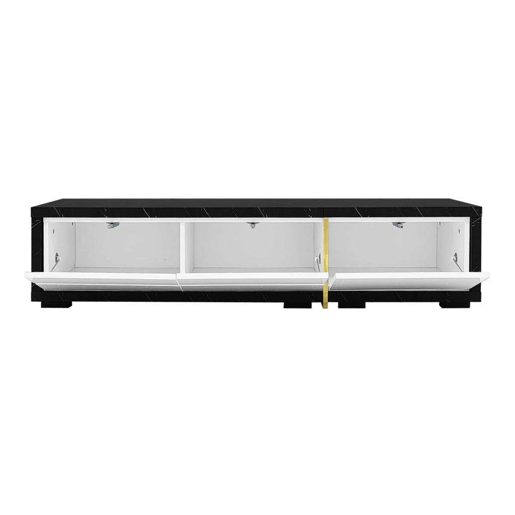 Mobile TV Allungabile ¨C MINIMAL ¨C Nero Marmo/Bianco Lucido, 140-260 cm