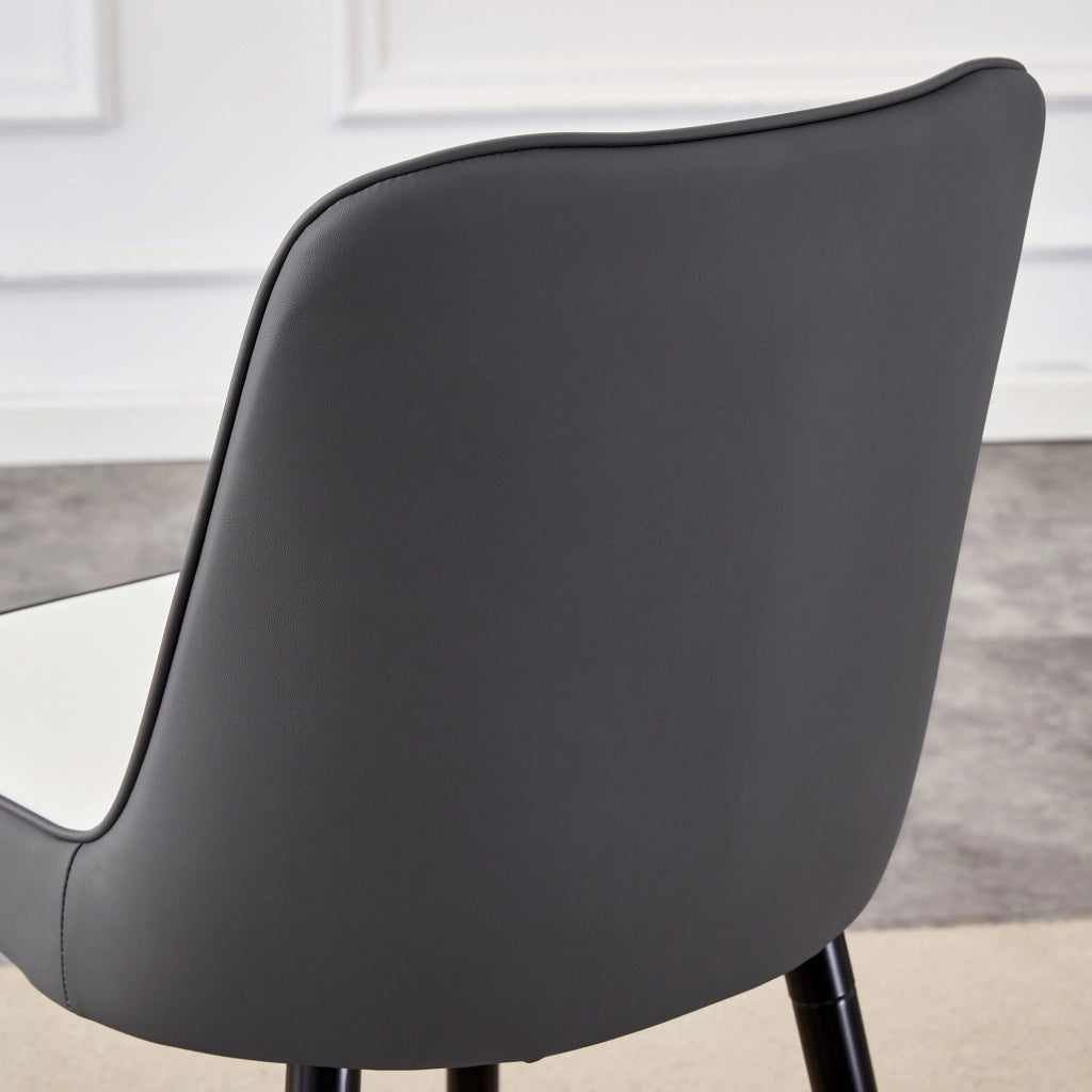Set di 2 sgabelli da bar con schienale ergonomico in metallo e PU bianco e grigio scuro